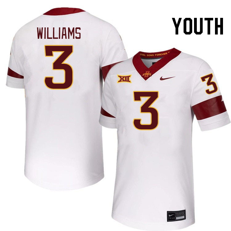 Youth #3 Jontez Williams Iowa State Cyclones College Football Jerseys Stitched-White